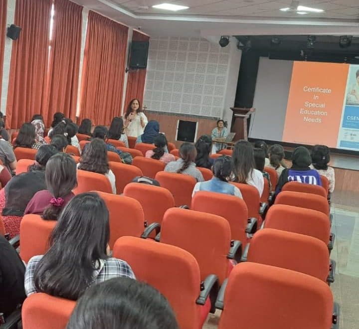 Awareness workshop session at Jyoti Nivas College with teachers and educators learning about early intervention for neurodivergent children